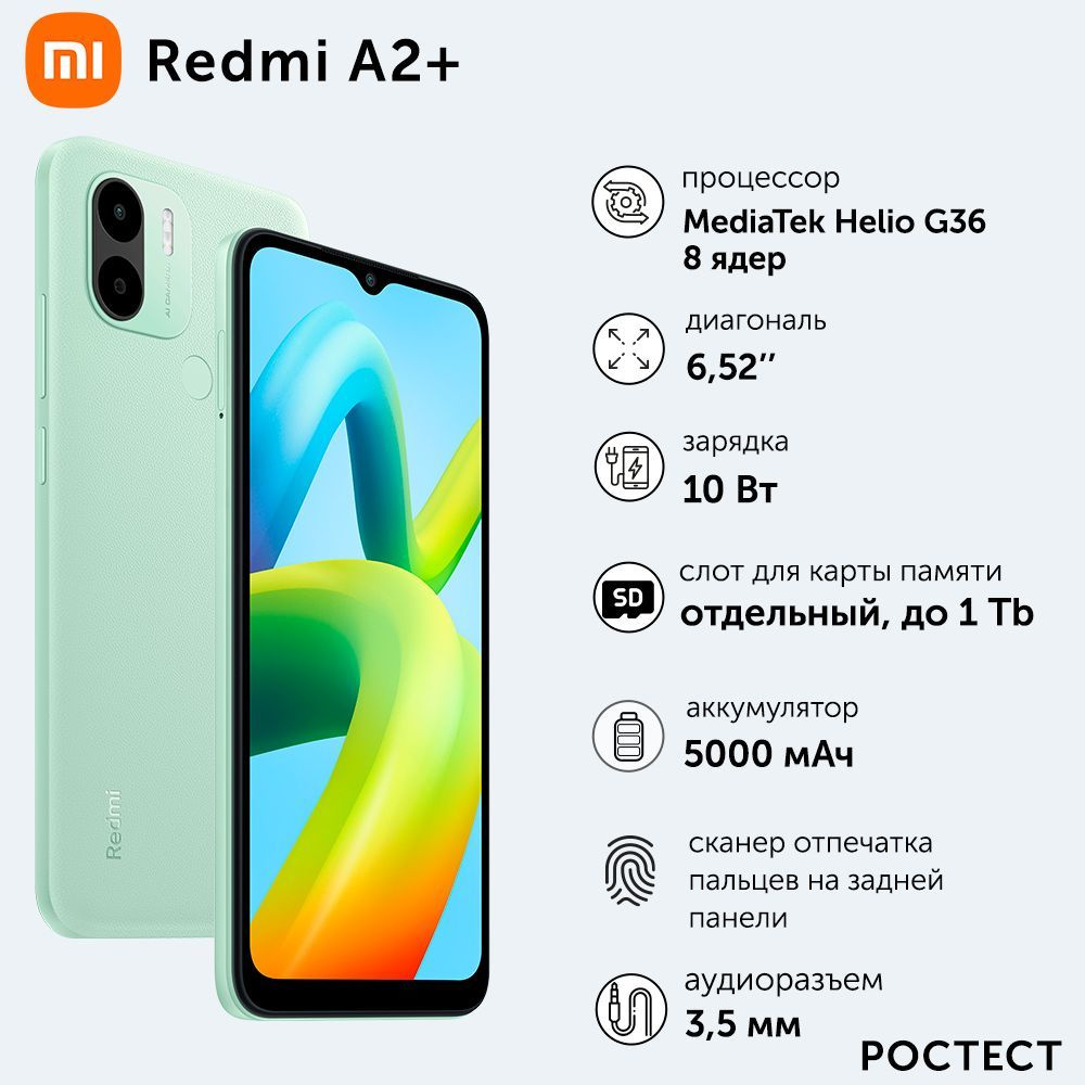 Смартфон Xiaomi Redmi A2+ - купить по выгодной цене в интернет-магазине  OZON (1069718657)