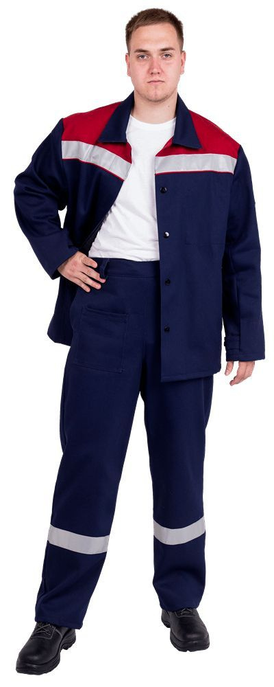 Костюм рабочий мужской Геракл 158-164/44-46 т.синий/красный от повышенных температур, куртка и брюки, #1