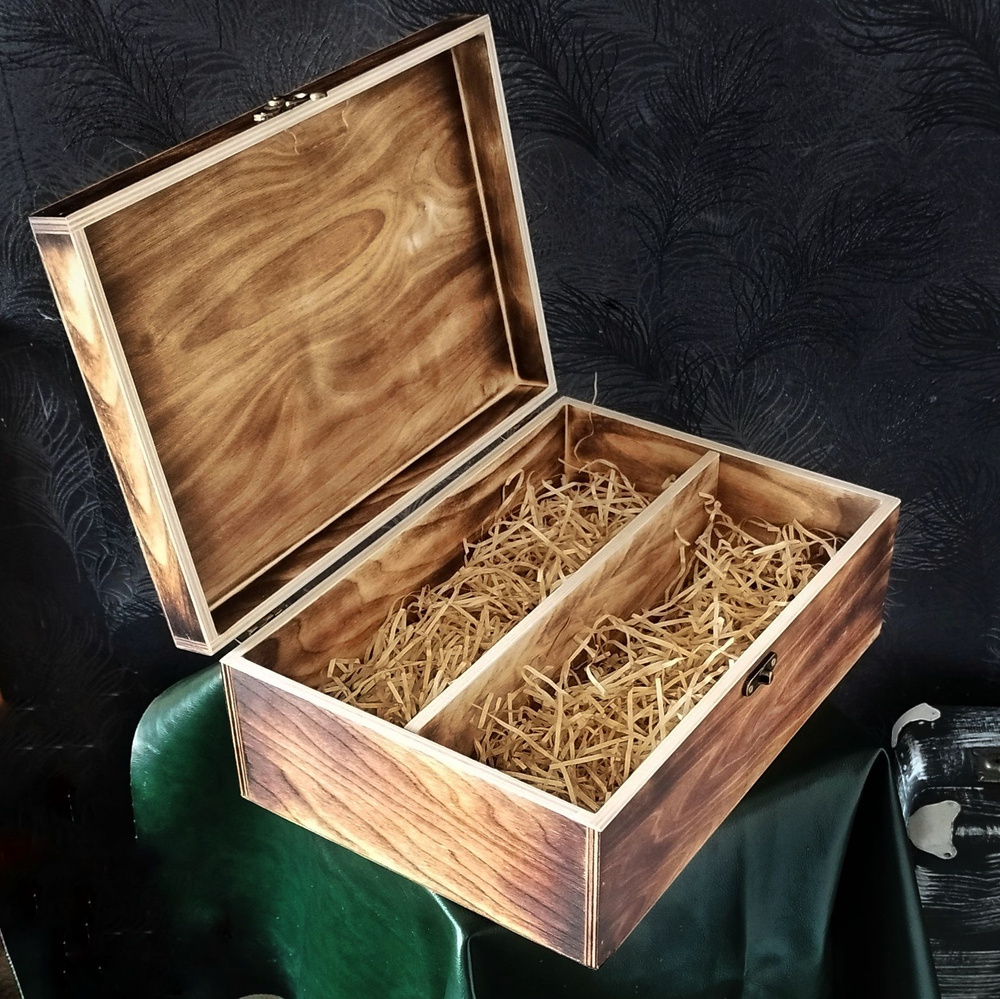 Ящик для подарка с крышкой, деревянная коробка, ящик с перегородками ...