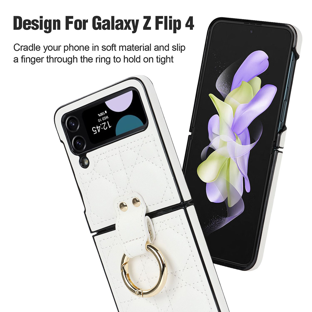 Для Samsung Galaxy Galaxy Z Flip3 5G Кожаный раскладной чехол для телефона  с кольцом для пальца - купить с доставкой по выгодным ценам в  интернет-магазине OZON (1292170776)