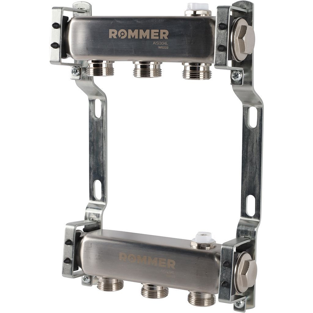 RMS-4401-000003 ROMMER Коллектор из нержавеющей стали для радиаторной разводки 3 вых.  #1