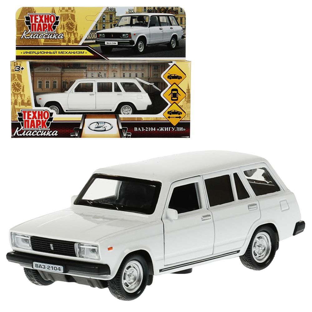 Модель металлическая Ваз-2104 Жигули белый, инерционная, открываются ...