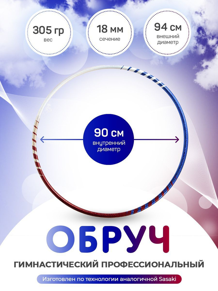 Обруч гимнастический профессиональный в обмотке 90 см. Харли Квинн.  #1