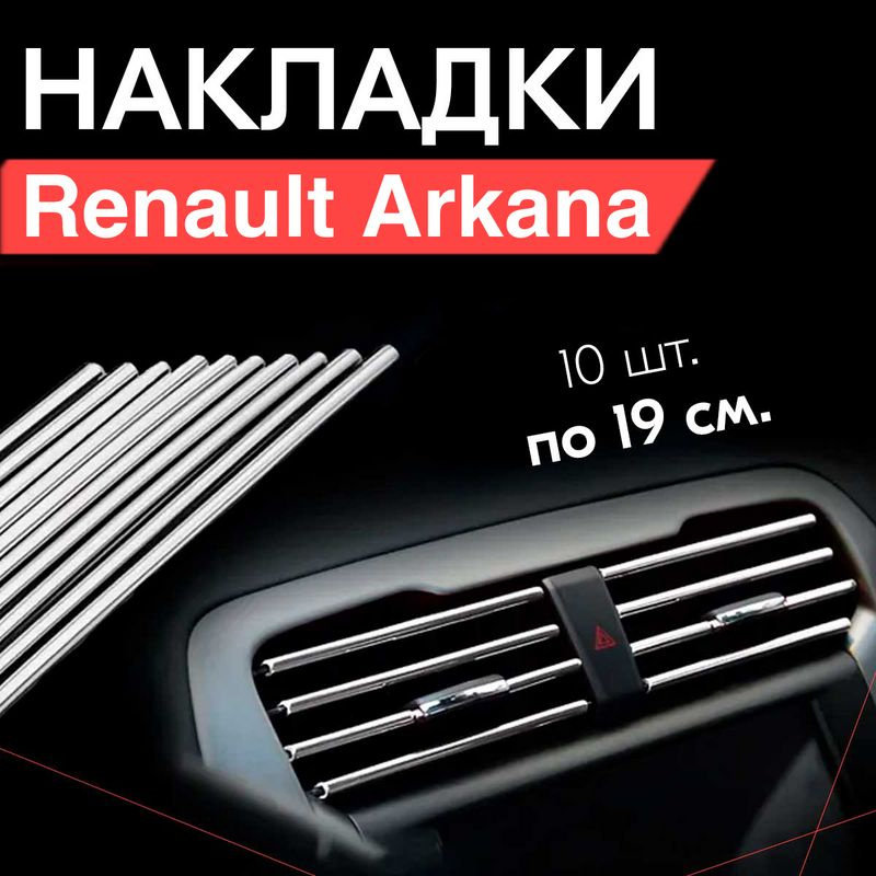 Молдинг декоративный для Renault Arkana / Рено Аркана, тюнинг салона / Накладки на дефлекторы, Серебристые #1