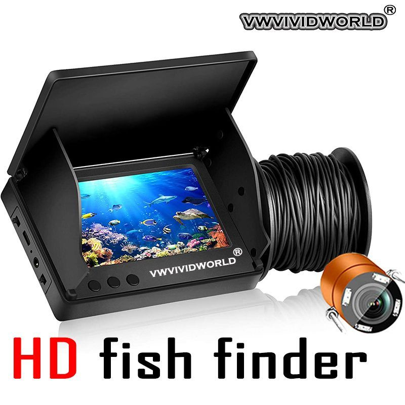 Рыболокатор ЖК-дисплей 5,0/4,3 дюйма, подводная камера для рыбалки с углом  обзора 220, водонепроницаемая IPS 1080P, 9 часов, выносливость, ночное