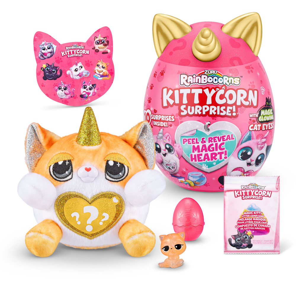 Игровой набор Rainbocorns сюрприз в яйце Kittycorn Surprise плюшевый котенок, мини питомец, наклейки, #1