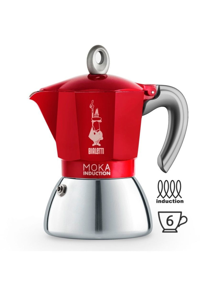 Bialetti Кофеварка гейзерная электрическая Moka Induction red, красный, серебристый  #1