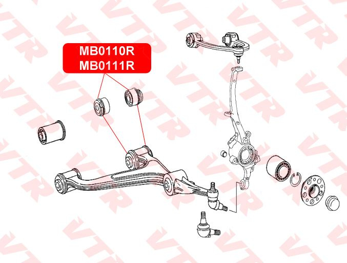 Сайлентблок нижнего рычага передней подвески задний изнутри VTR MB0110R ...