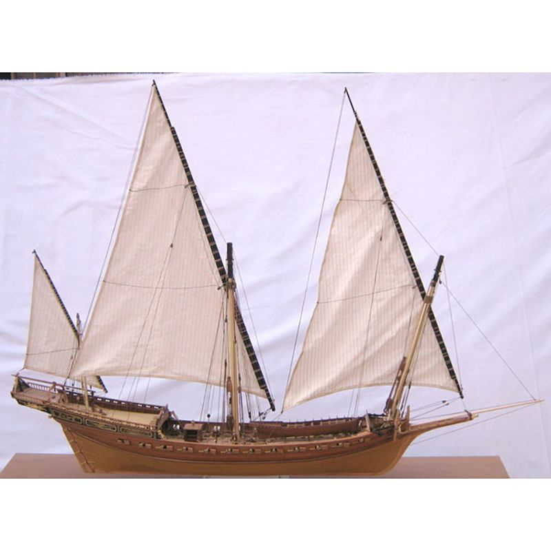 24-пушечная шебека Le Requin, Франция XVII век, 1200х840х210 мм, М.1:48, сборная модель парусного корабля #1