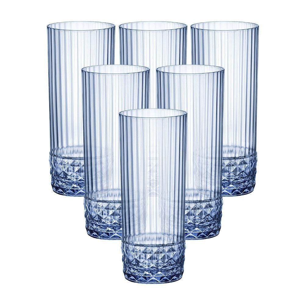 AMERICA' 20s - Набор стаканов 6 шт. высоких 490 мл голубых #1