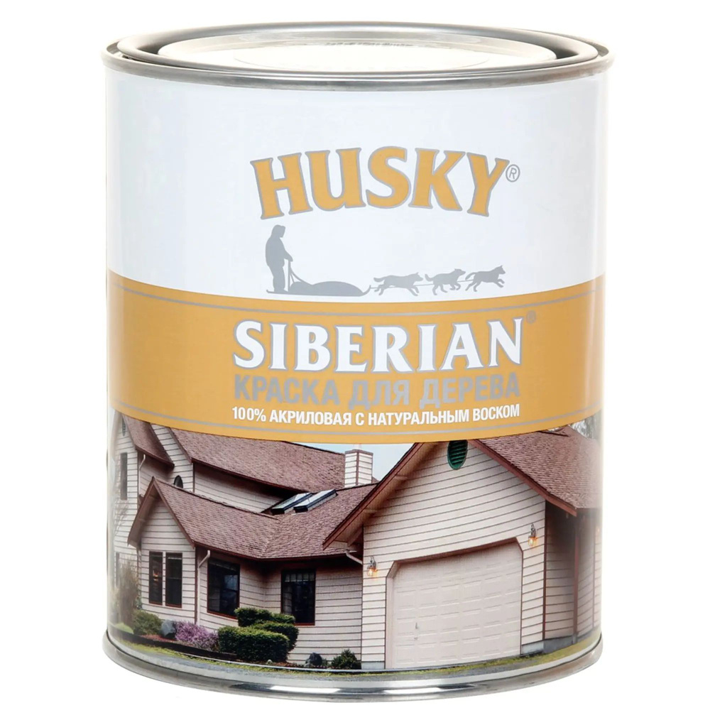 Краска по дереву Husky Siberian акриловая цвет белый база А 0.9 л  #1