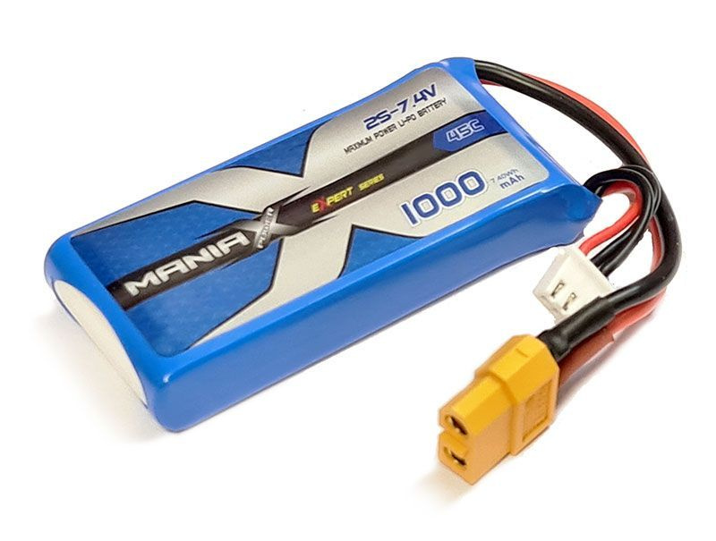 Аккумулятор ManiaX eXpert LiPo 7.4V 2S1P 1000mAh 45C с разъемом XT60 #1