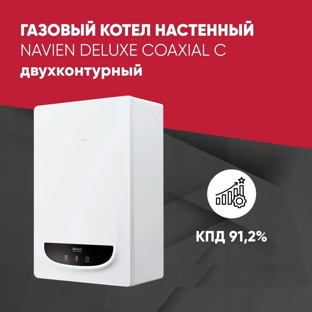 Газовый котел Navien 24 кВт настенный двухконтурный Deluxe Coaxial C -  купить по выгодной цене в интернет-магазине OZON (1232778455)