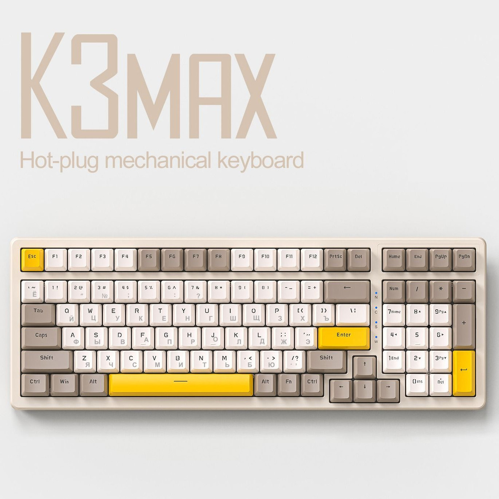 Клавиатура механическая русская Wolf K3 MAX игровая с подсветкой + Hot Swap  проводная для компьютера ноутбука Gaming/game keyboard usb светящаяся ...