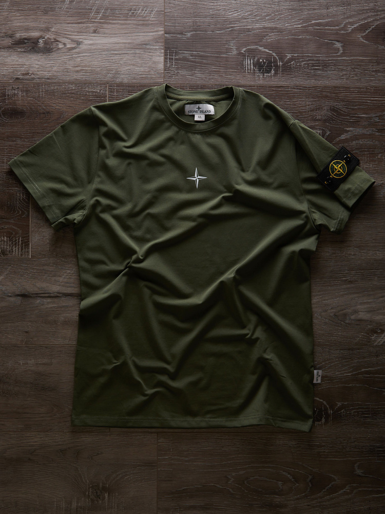 Футболка Stone Island, размер 50, цвет хаки, 95% хлопок, 5% лайкра ...