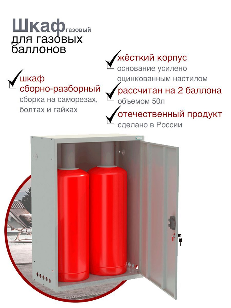Шкаф для газовых баллонов ШГР 50-2(50л.), на 2 баллона, 1100х740х385  #1