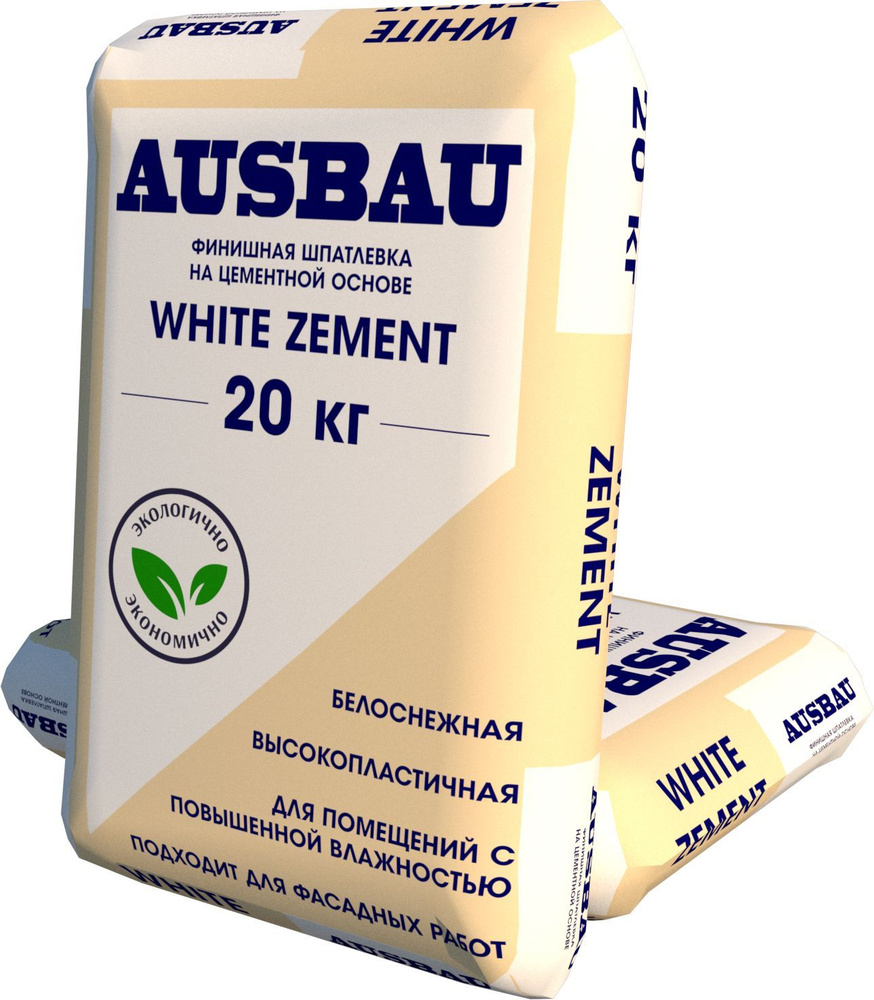 Шпатлевка финишная AUSBAU цементная WHITE ZEMENT 20 кг #1