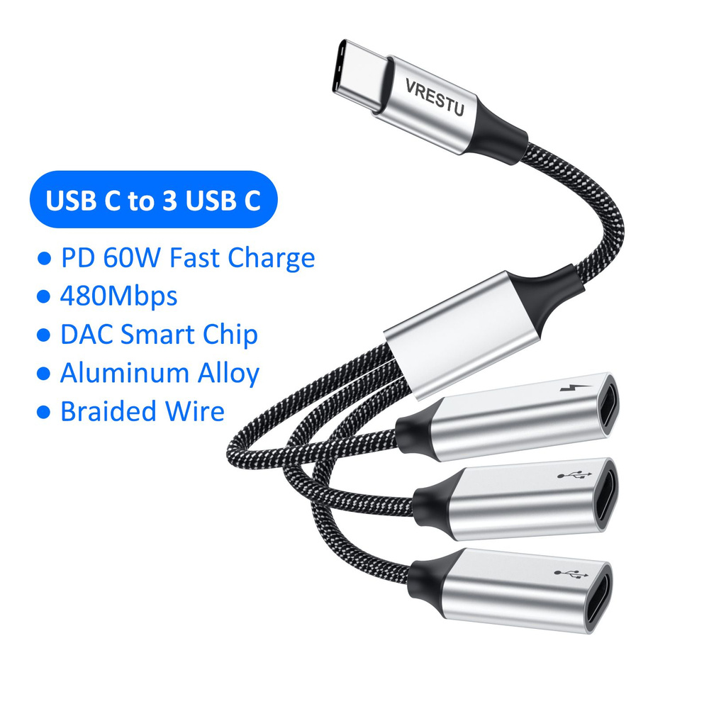 Концентратор usb typec hub c док-станция 3 в 1 разветвитель otg ...