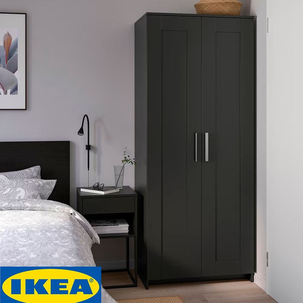 Шкаф распашной IKEA ШКАФЫ ИКЕА BRIMNES_черный, 78x50x190 см - купить по  выгодной цене в интернет-магазине OZON (1257113866)