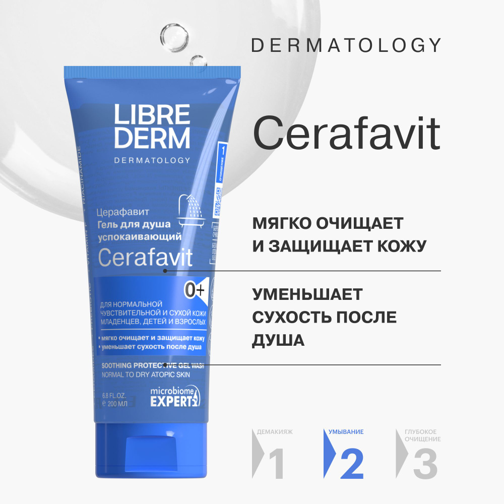 LIBREDERM CERAFAVIT успокаивающий гель для душа с защитными свойствами для чувствительной кожи 200мл #1