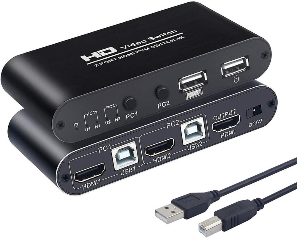 KCEVE KVM-переключатель USB KVM переключатели HDMI, для 2 компьютеров ...