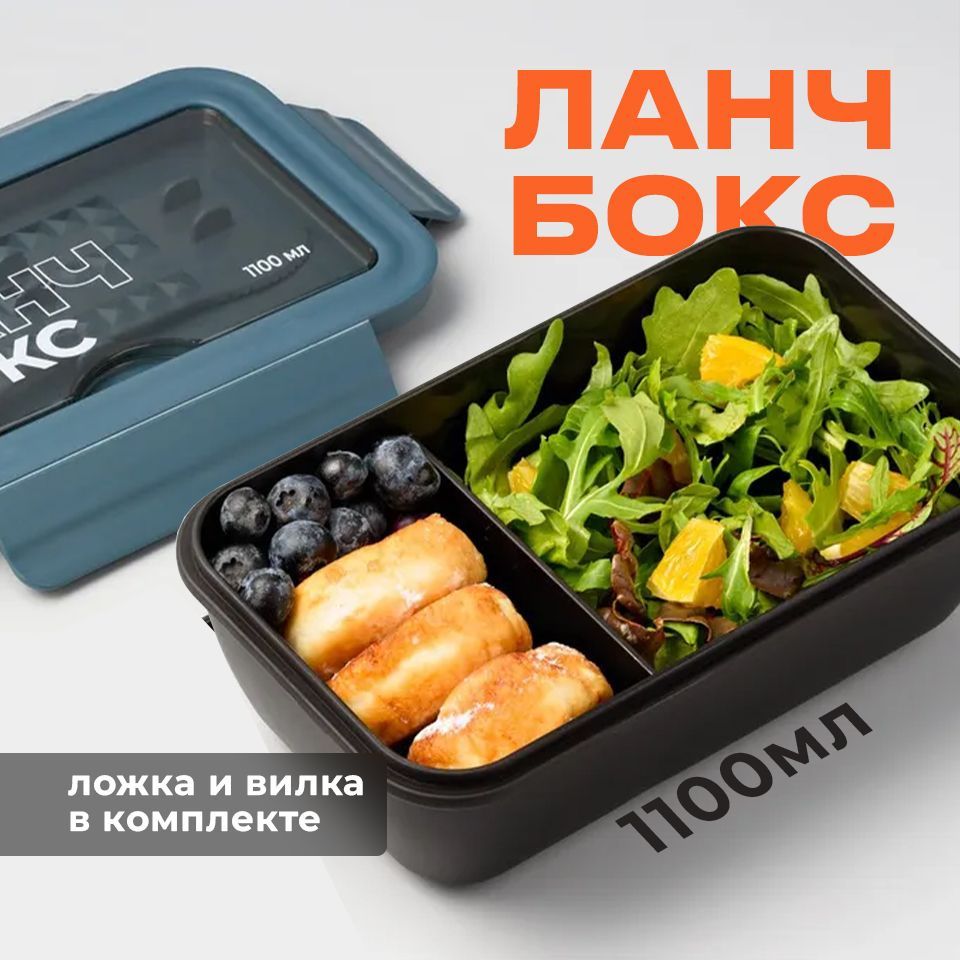 Ланч-бокс Shiny Kitchen, 1100 мл, 1 шт, синий, черный - купить по выгодной  цене в интернет-магазине OZON (302028844)