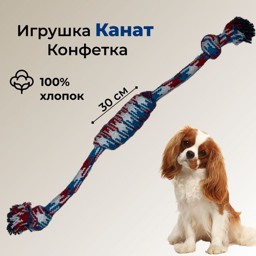 Игрушка для собак средних и крупных пород, канат, 30 см