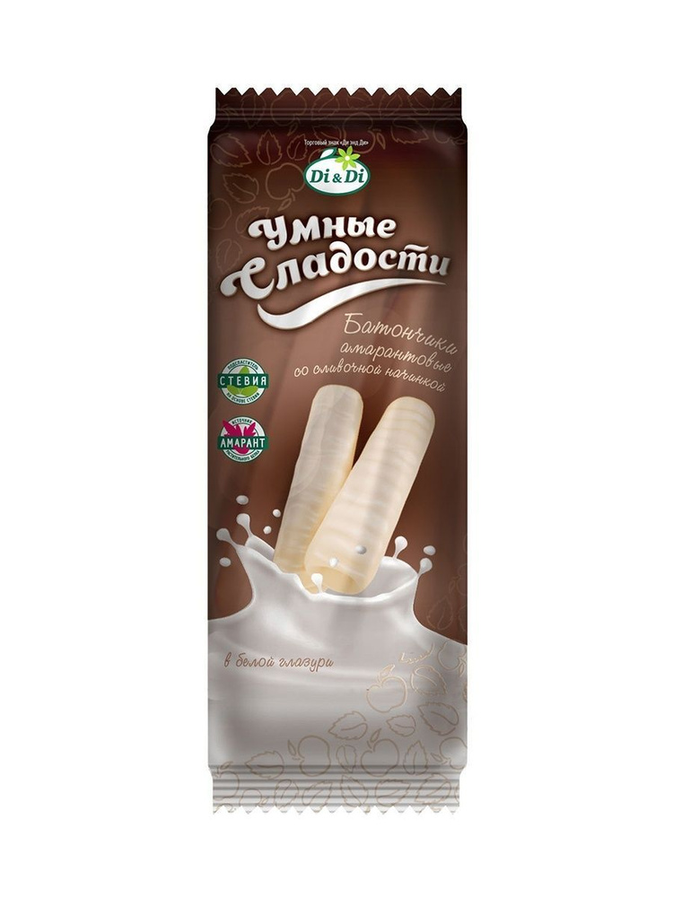 Батончики "Умные сладости" амарантовые со сливочной начинкой в белой ...