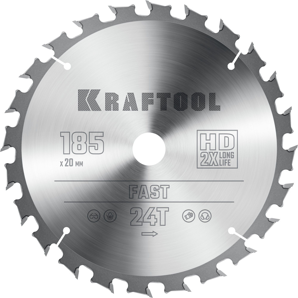 Комплект 2 шт, KRAFTOOL Fast, 185 х 20 мм, 24Т, пильный диск по дереву (36950-185-20)  #1