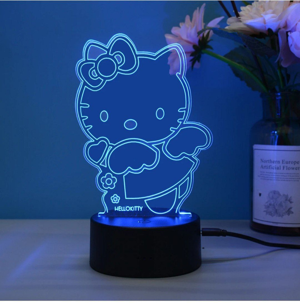 3D светильник / ночник на подставке HELLO KITTY от сети #1