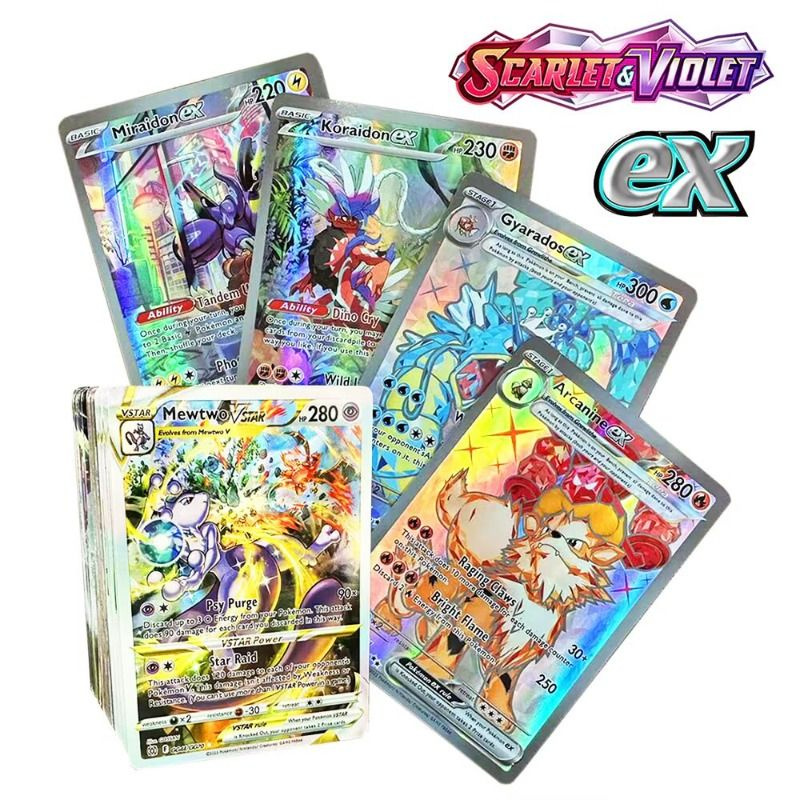 100 листов Новая карта покемонов Pokemon 30 New EX 33Vstar 37VMax Card #1