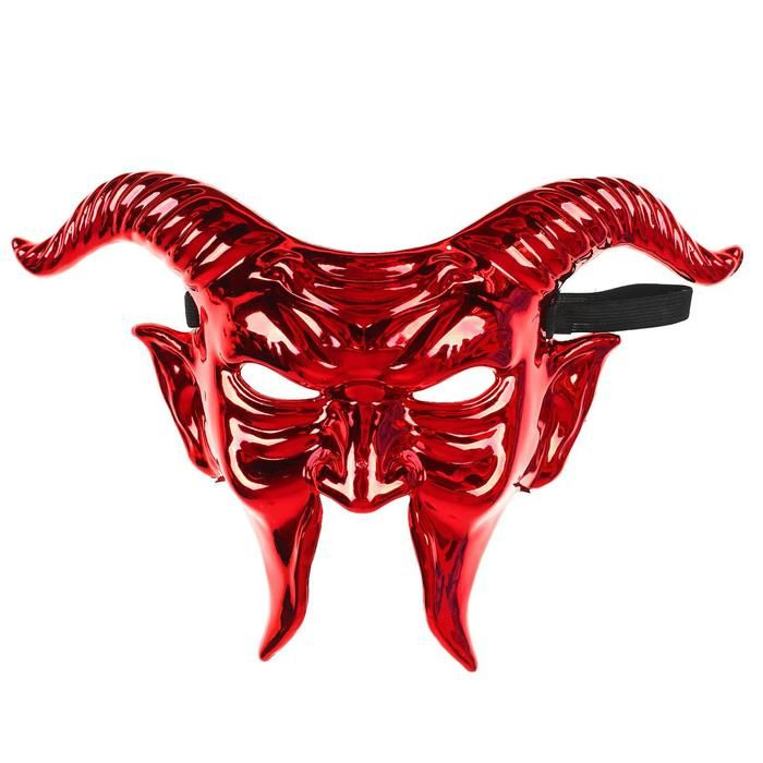 Карнавальная маска КНР "Дьявол", красная, на резинке #1