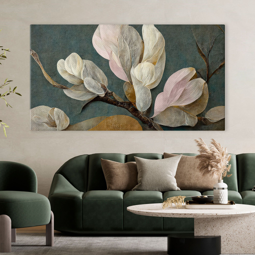 Картина на холсте для интерьера - Цветы магнолии абстракция 60х110 ...