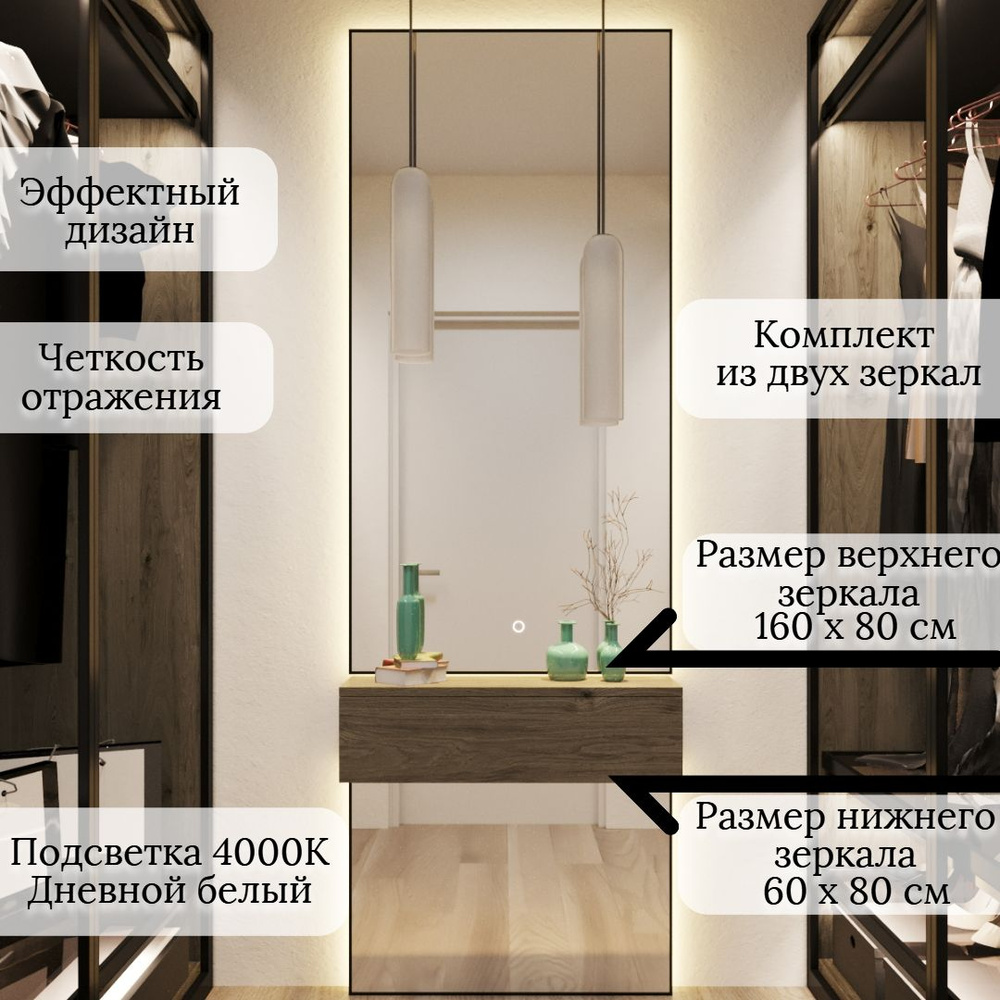 Зеркало интерьерное Glassberry, 220 см х 80 см, 1 шт - купить по низким  ценам в интернет-магазине OZON (1052027273)