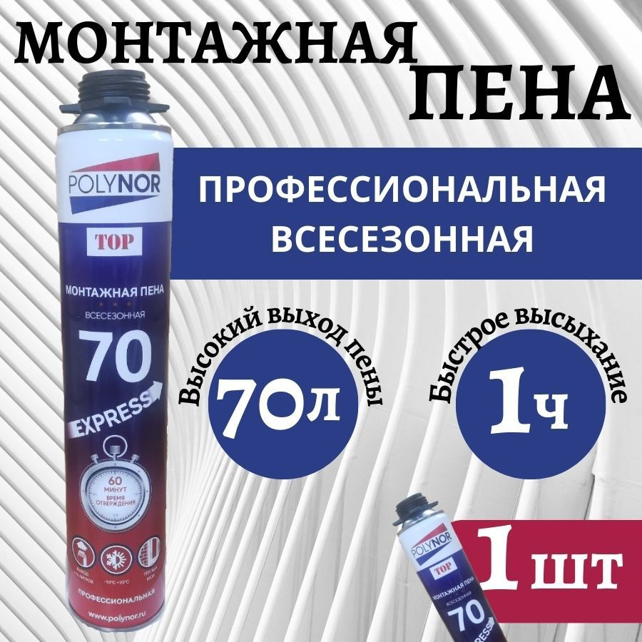 Пена монтажная, профессиональная, всесезонна, Polynor 70 EXPRESS, 1 шт  #1