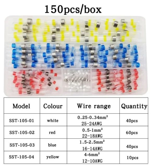 150 шт. Соединители для пайки проводов, термоусадочный приклад ...