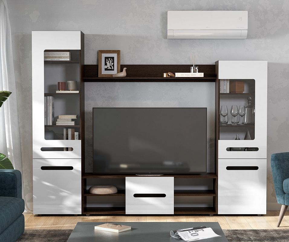 Гостиная 2,4 м, Венге/Белый глянец МГ3 купить по выгодной цене в ...