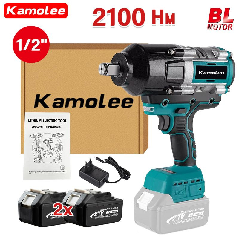 Kamolee Бесщеточный Электрический Ударный Гайковерт 2100 Нм, 1/2 Дюйма ...