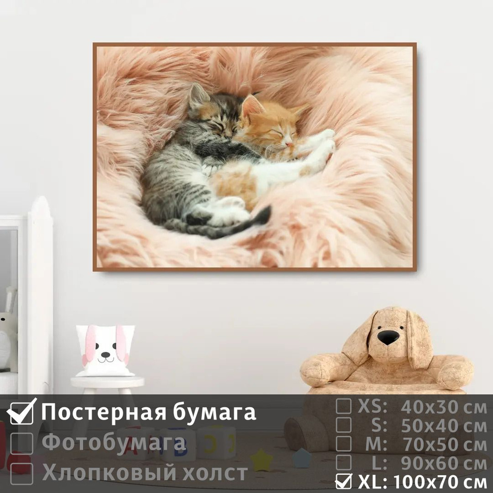 Постер на стену Дружные Котята На Отдыхе 100х70 см ПолиЦентр #1