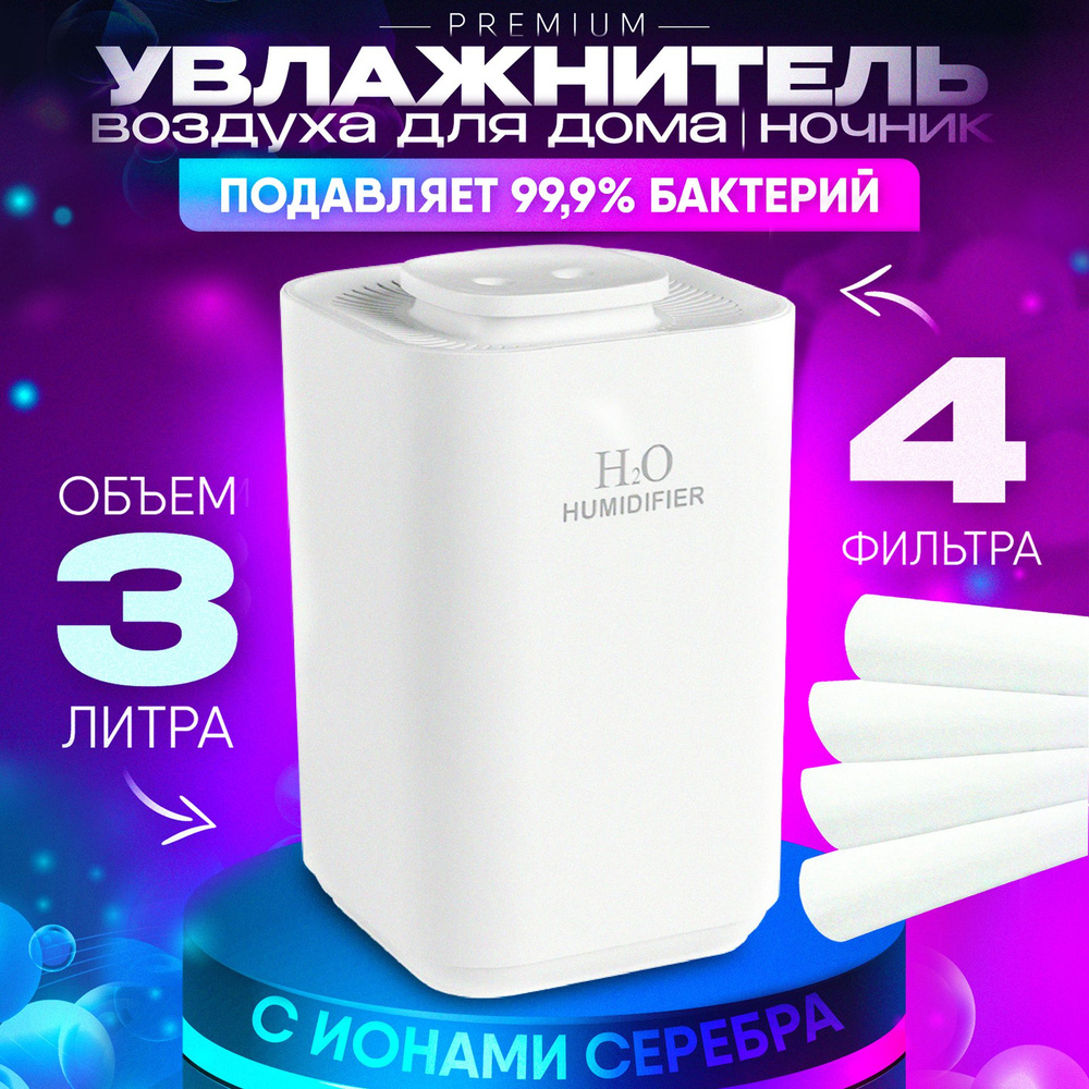 Увлажнитель воздуха для дома с подсветкой INVIN K3, 3,3 литра, с ...