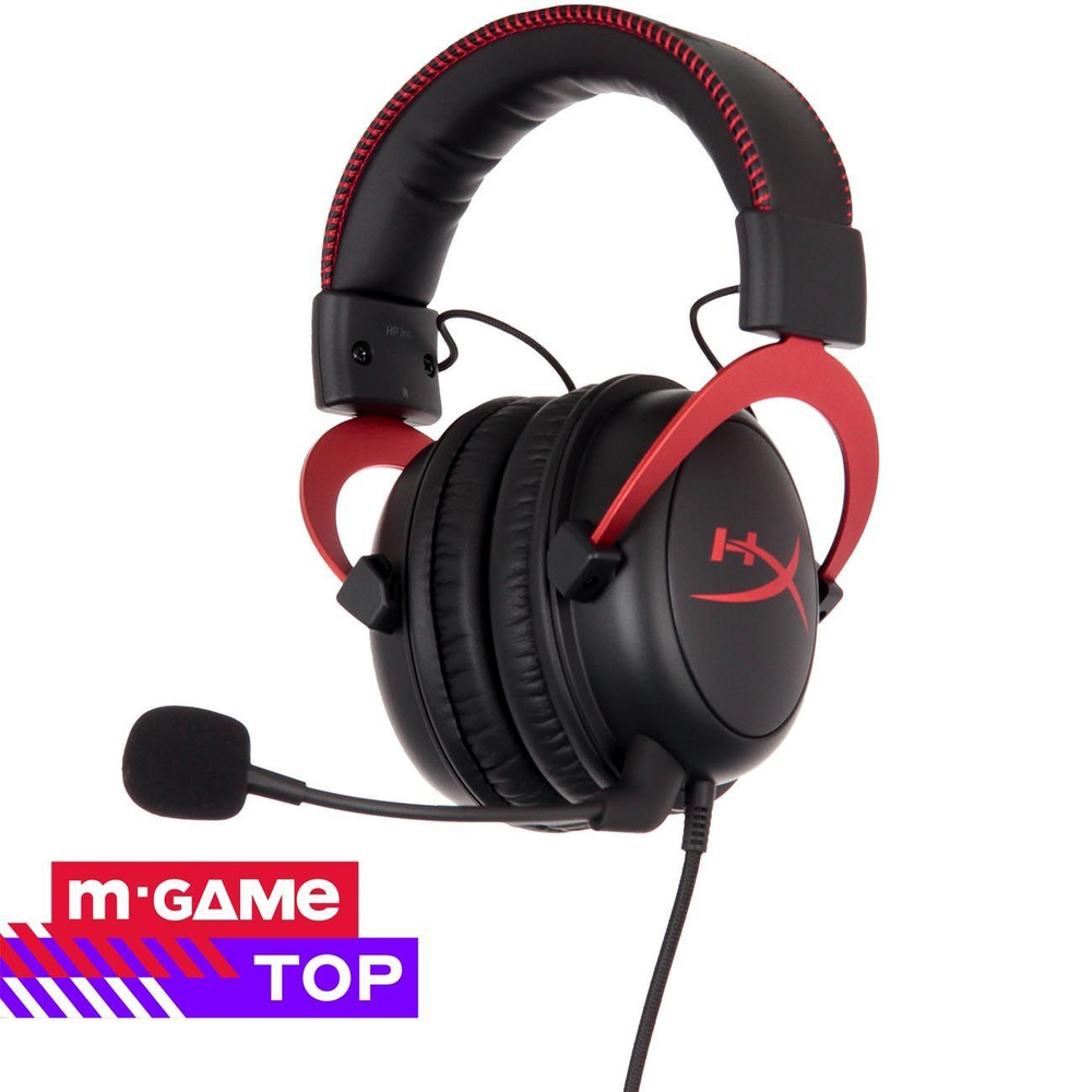 HyperX Наушники проводные с микрофоном, USB, черный, красный  #1