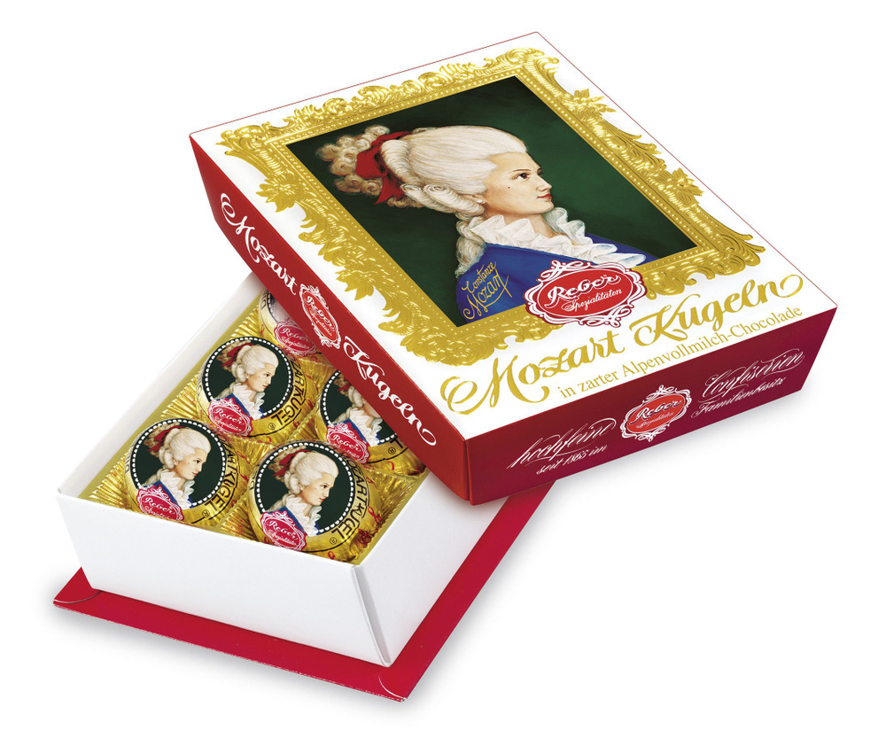 Подарочный набор Reber Mozart шоколадные конфеты из молочного шоколада с марципаном, 120г  #1