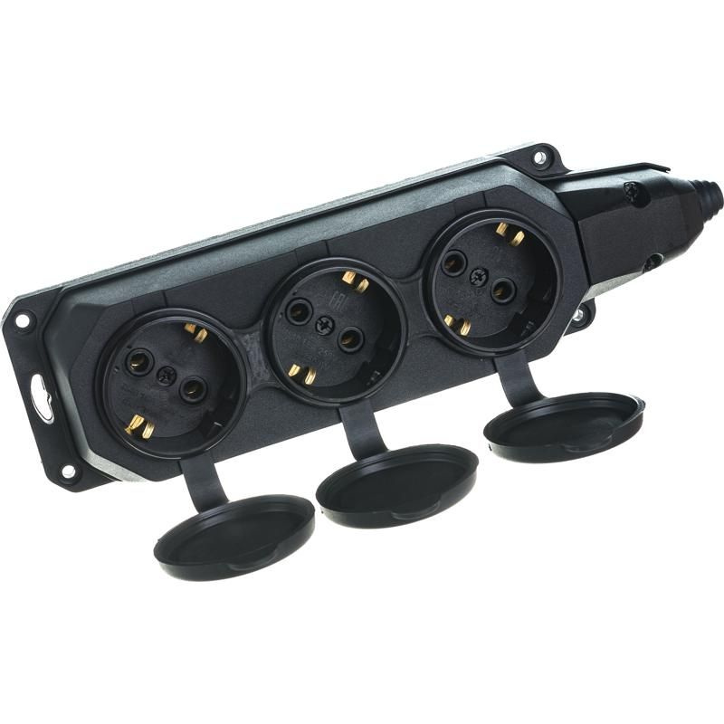 Колодка электрическая Колодка каучуковая на 3 гнезда с заземлением ...