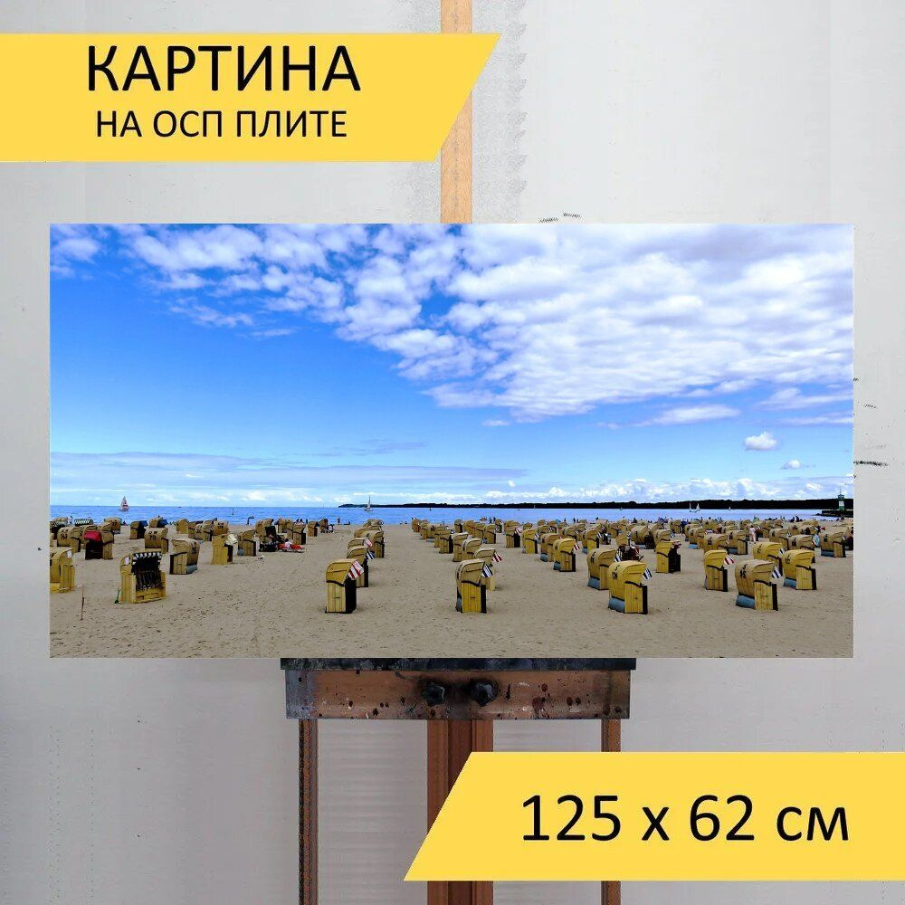 LotsPrints Картина "Пляж, песок, море 02", 125  х 62 см #1