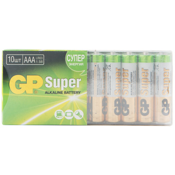 Набор Батареек Gp Super Alkaline Типа Ааа (Lr03) 10 шт – купить в  интернет-магазине OZON по низкой цене