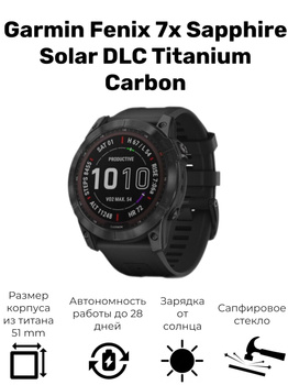 Garmin Watch Fenix 7X Sapphire Solar Black Titanium D 010-02541-23