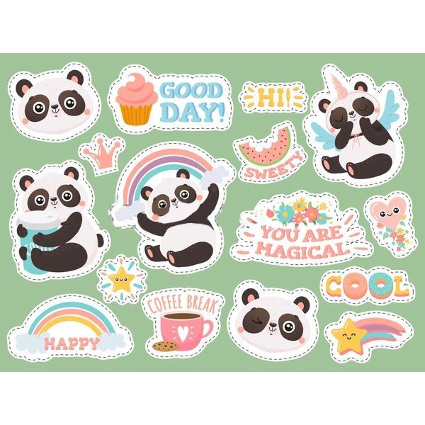Наклейки стикеры Праздник пандочки - купить с доставкой по выгодным ...
