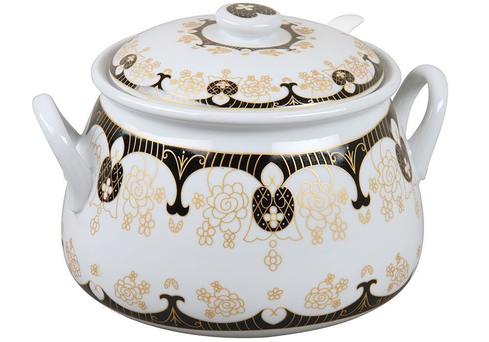 Супница глубокая, бульонница с крышкой, с ручками, большая ...