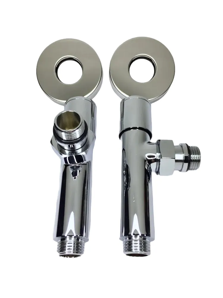 Угловой кран для полотенцесушителя хромированный VIEIR 1/2" х 1/2" (наруж х наруж), круглая ручка, вариант