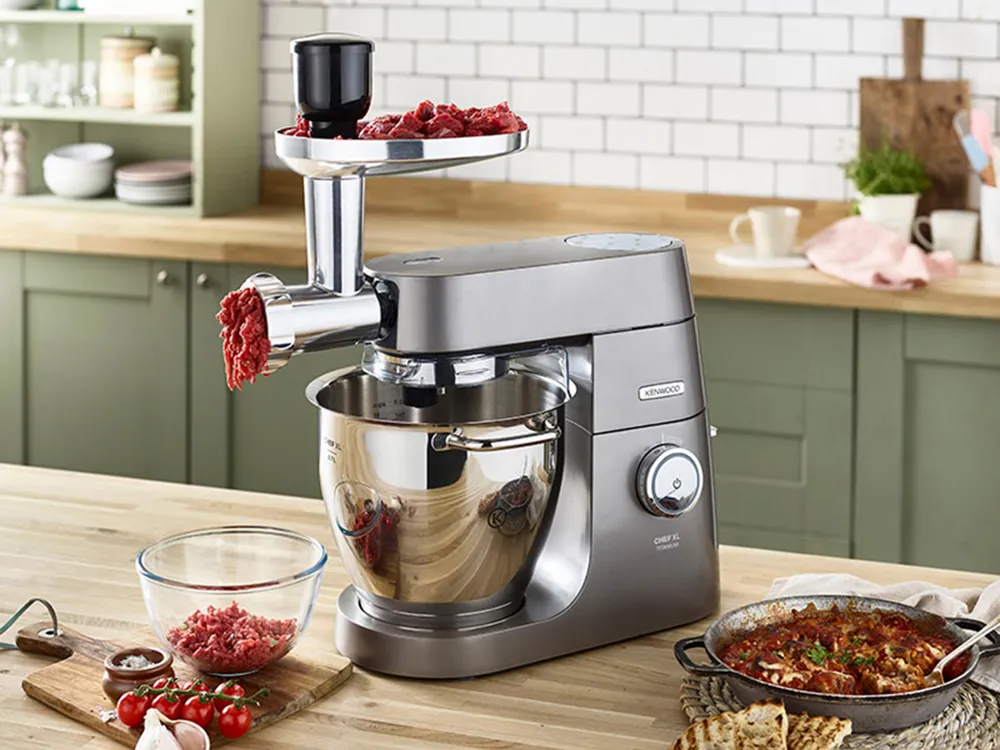 Насадка-мясорубка Kenwood KAX950ME, серебристый, 3 решетки для фарша, насадки для колбас и кеббе, для кухонной машины Sense/kMix, серебристый, фото 5